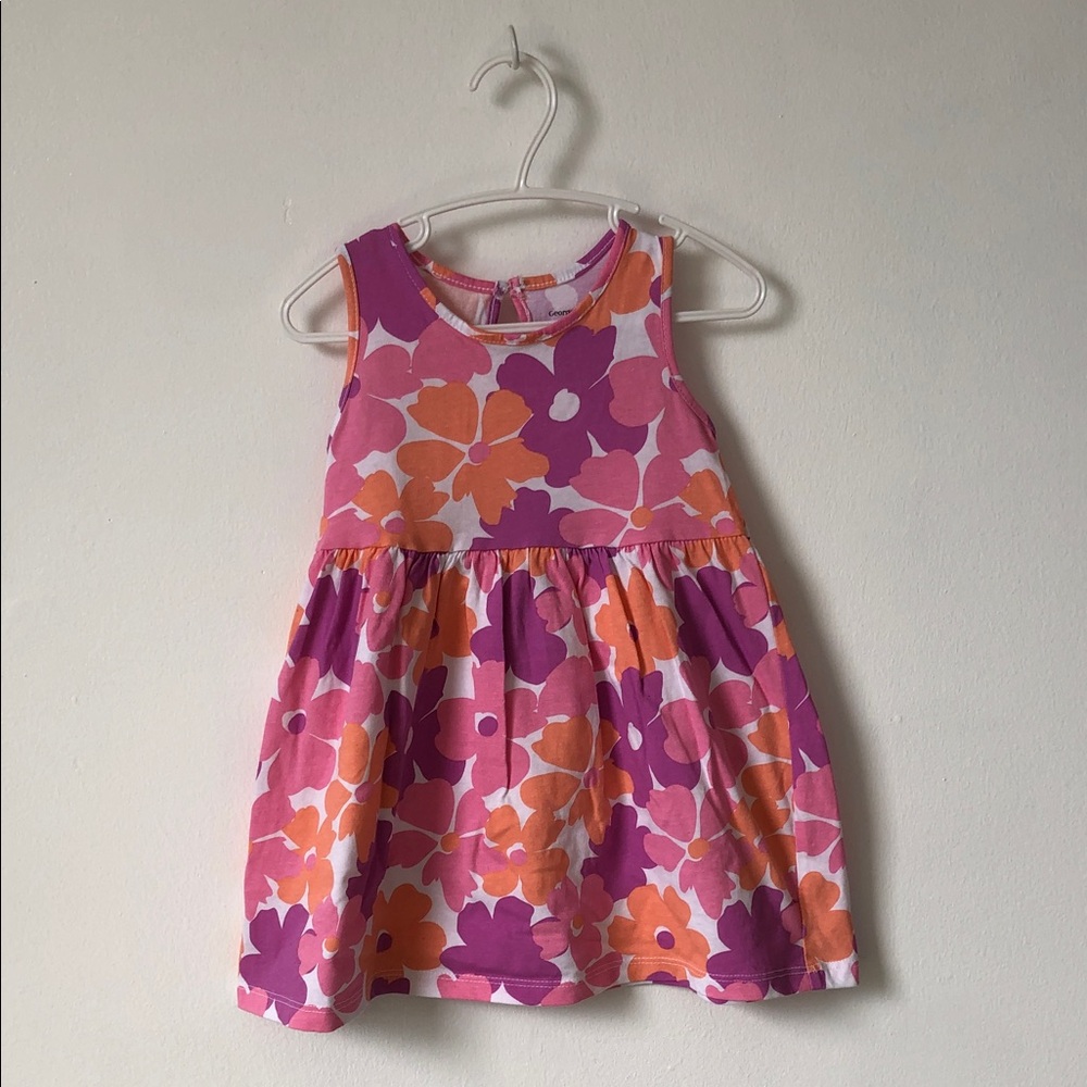 George Pink & Orange Floral Sleeveless Dress for Kids